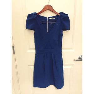 NWOT MAJE Blue Cotton Blend Cap Sleeve Dress